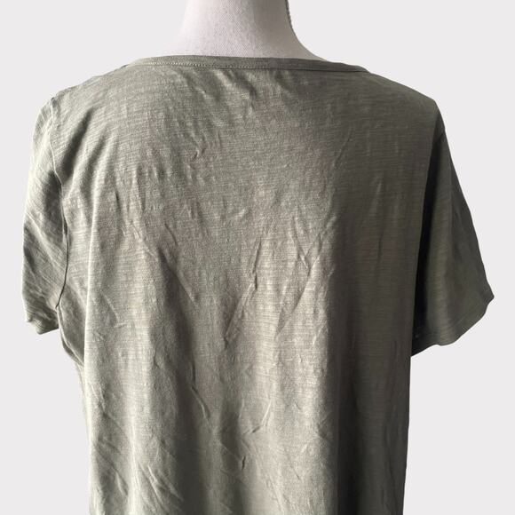 Soft Surroundings Winnie Dress Olive Green Linen Size 1X Short Sleeve Scoop - Picture 8 of 11